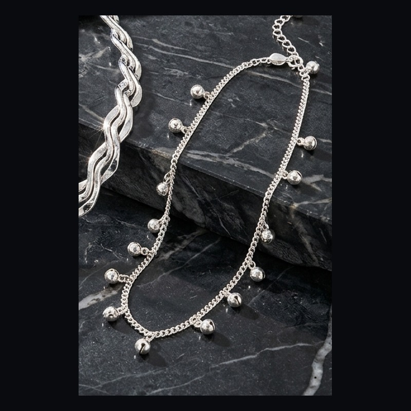 Argento Bellissima 925 Italian Bell Anklet Pair